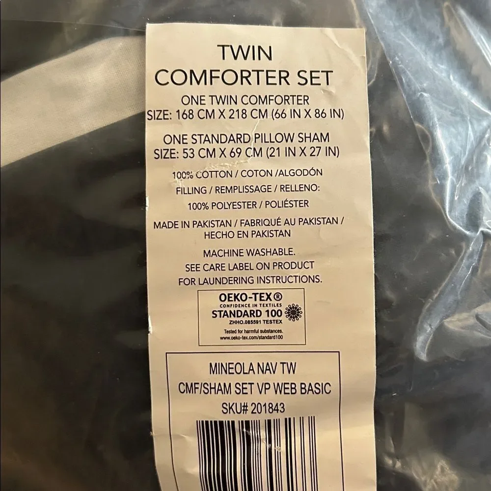 N Twin Comforter Set, Cotton Reversible Bedding With Matching Sham, NWT